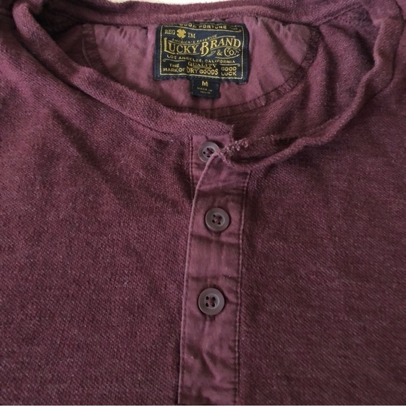 Lucky Brand Maroon Burgundy Henley long sleeve M - Picture 6 of 7